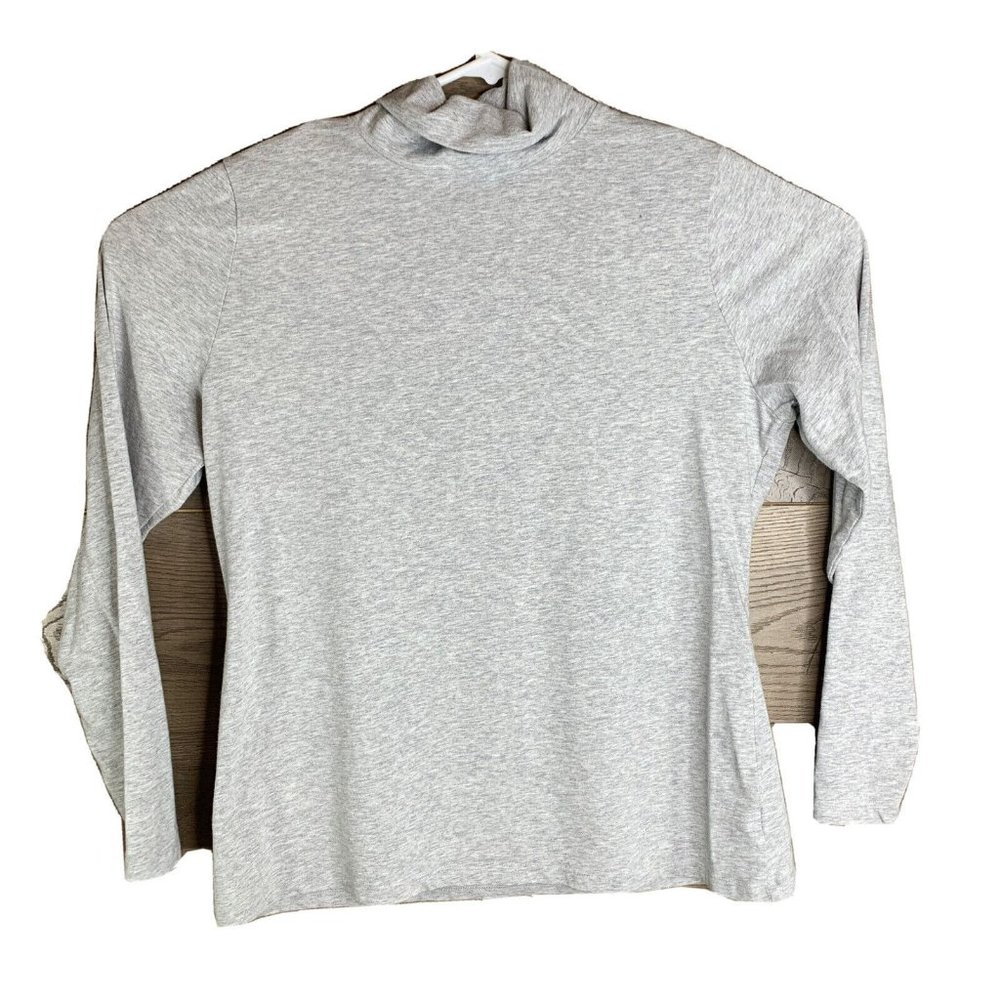 Time And Tru Turtleneck Shirt Womans XL Grey Solid Long Sleeve